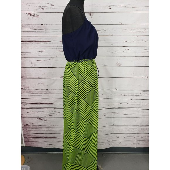 City Triangles Women's Lime Green Blue Sleeveless Size Medium Jrs Maxi Dress‎ - Picture 4 of 9